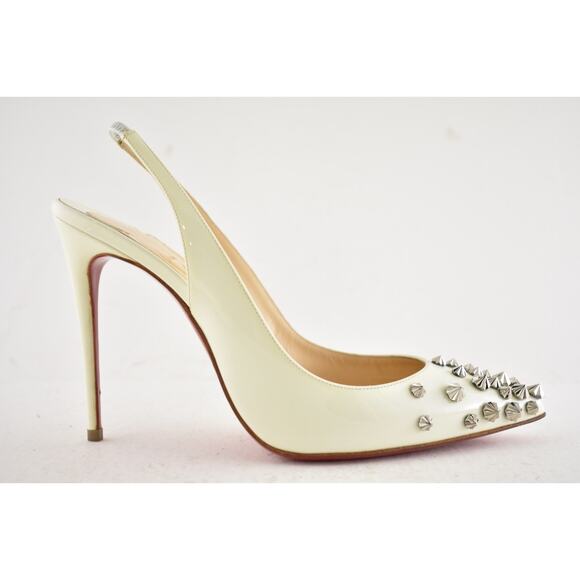 Christian Louboutin Drama Sling 100 Latte White Slingback Pointed Heel Pump 36.5 - Picture 2 of 13
